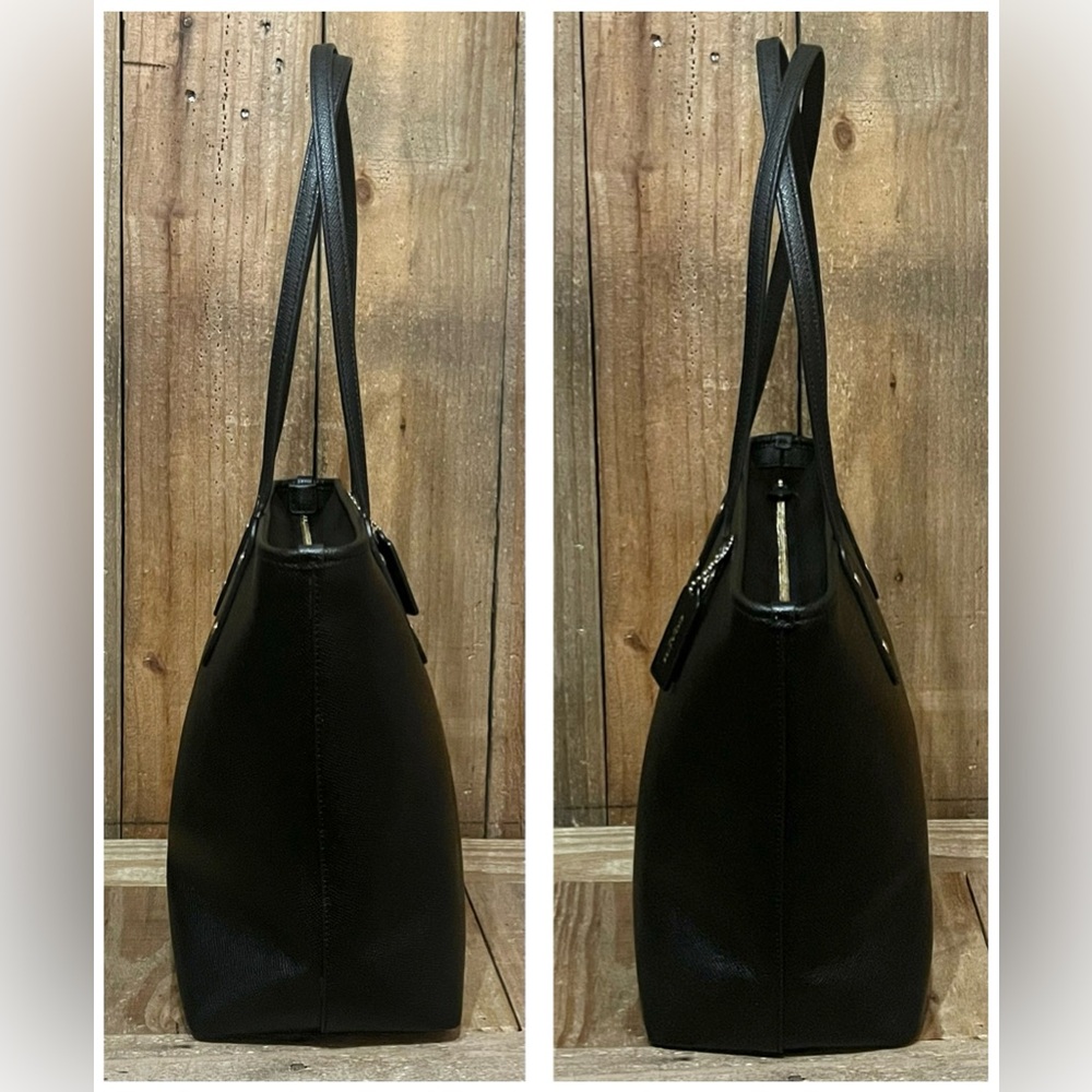 Coach. 3 Piece Set: City Zip Leather Tote with Free Logo Silk Scarf & Dust Bag. - Picture 9 of 16